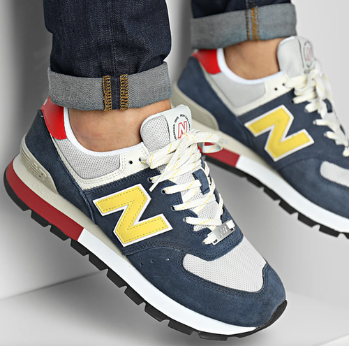 New NEW BALANCE 574 Athletic Sneaker Low Top shoes Mens navy yellow all  sizes | eBay