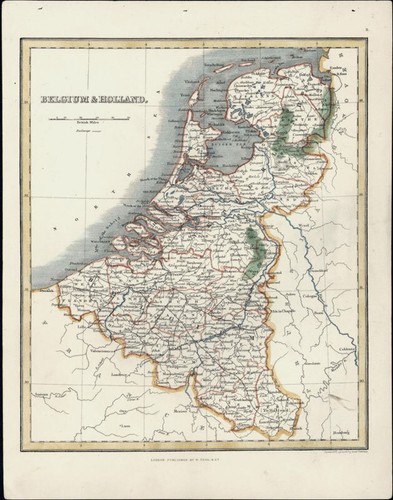 1845 Alexander Findlay Antique Map of The Netherlands, Belgium & Holland