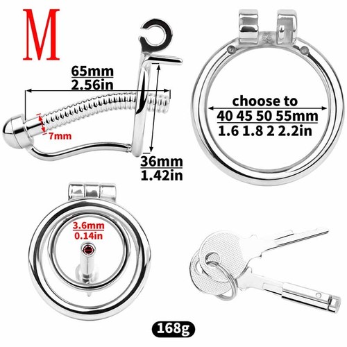 Latest Sounding Plug Male Chastity Cage Device Stainless Steel Locking Belt New - Picture 30 of 35