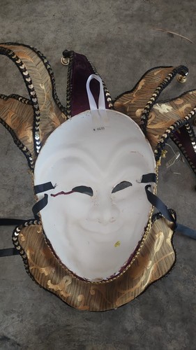 MARDI GRAS MASK JESTER~ MAROON ~ Joker Masquerade Costume Party Mask - Picture 3 of 4
