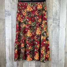Sag Harbor Size 10 Paisley Floral Multicolor Flare Swing Skirt Side Zipper