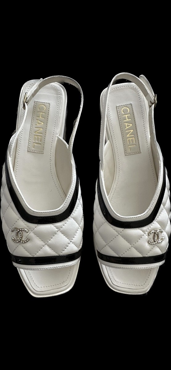 2023 Chanel Sandals Shoes Platform Heels Lambskin White 23A