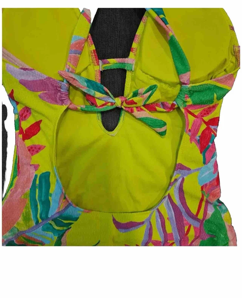 Traje de baño de una pieza con estampado floral de neón multicolor BECCA para mujer talla LG Foto 4 de 4