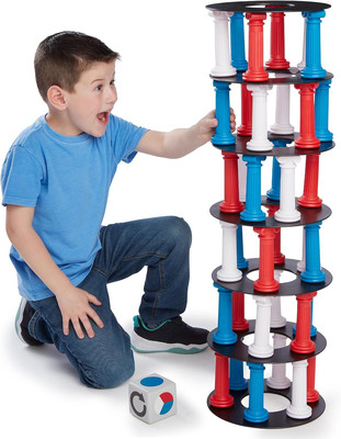 Giant Tumbling Tower Game - Classic Stacking Game, 36 Colorful Pieces, Foam Dice