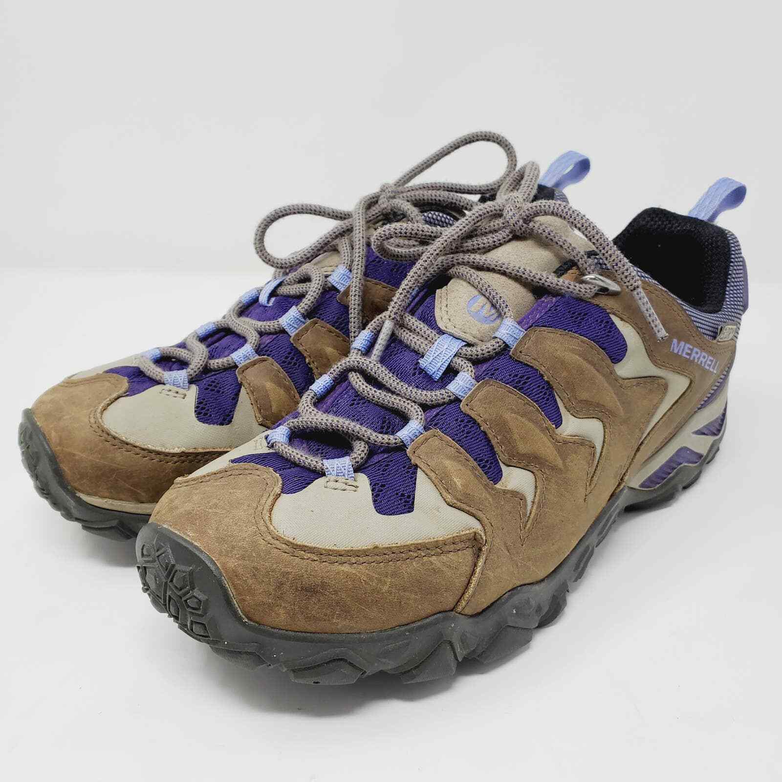 Stivali Merrell Vibram donna viola stucco escursionismo pelle outdoor taglia 9 5 trail
