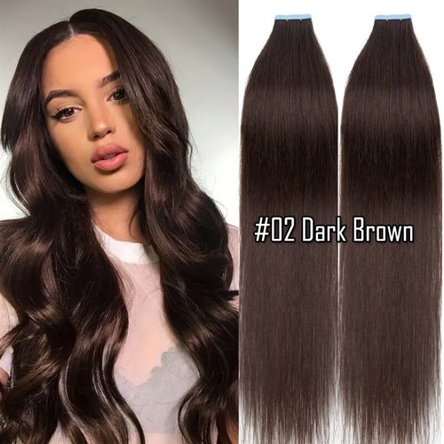 CLEARANCE Tape In 100% Real Human Hair Extensions Skin Weft FULL HEAD Thick 150g - Picture 25 of 39