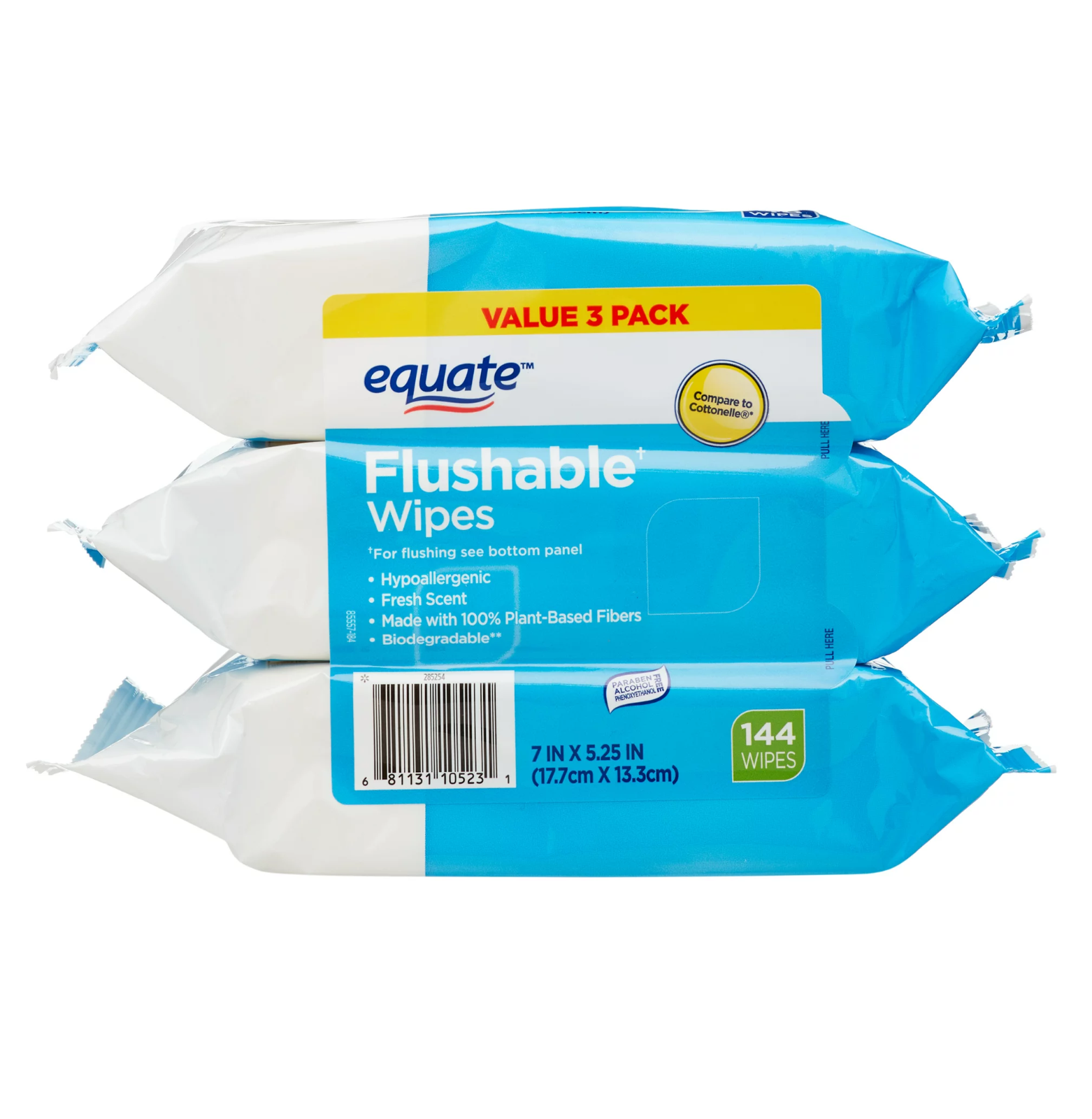 Equate Fresh Scent Flushable Wipes, 3 Packs of 48, 144 Total Wipes eBay