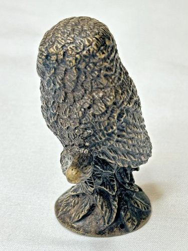 1988 The Franklin Mint Collector TREASURY OF OWLS Bronze Owl 2.5" Heavy Figure - Picture 3 of 6