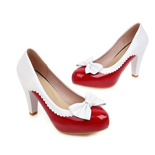 Zapatos de salón con moño Cosplay tamaño grande tacones bloque drag queen disfraz LGBTQ dama 35-48 - Imagen 55 de 67