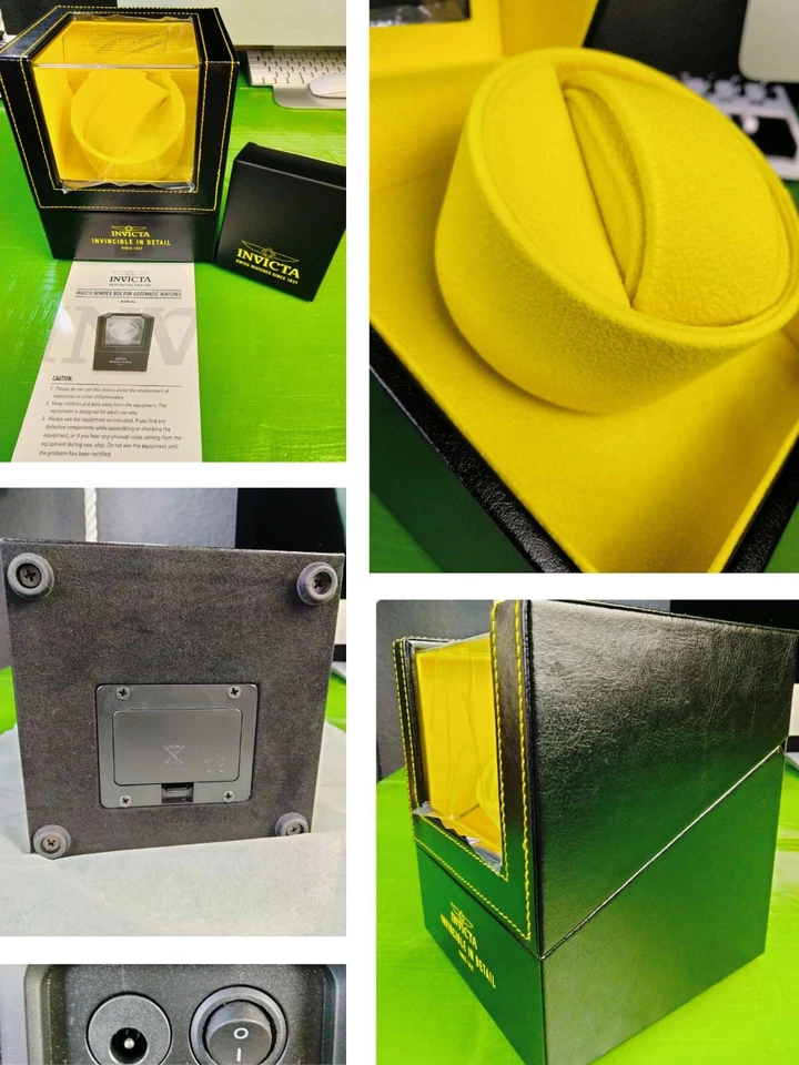 Invicta 1 Slot Relógio Automático Enrolador Caixa Preto-Amarelo Loja-Motor Silencioso Seguro - Imagem 2 de 4