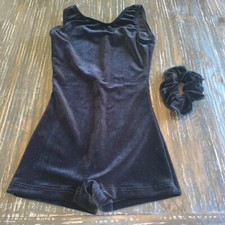 Size 8-10 Runs Small 6 Perfect Balance Solid Black Velour Tank Unitard Leotard