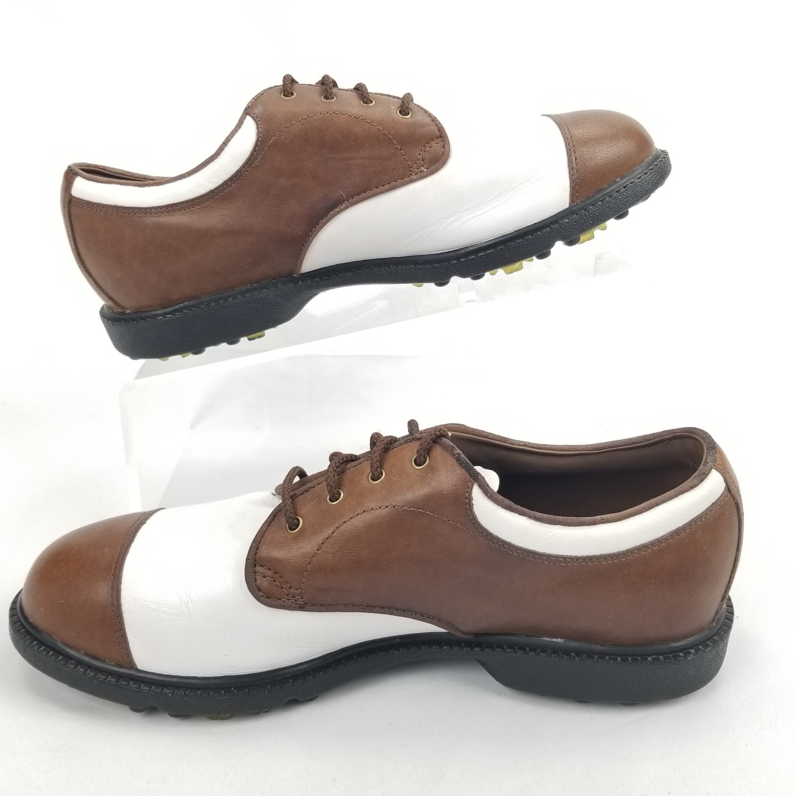 SAOLA Scarpe da golf Nike Air donna 7 marroni in pelle bianca punte morbide Oxford 980507 Q Lok