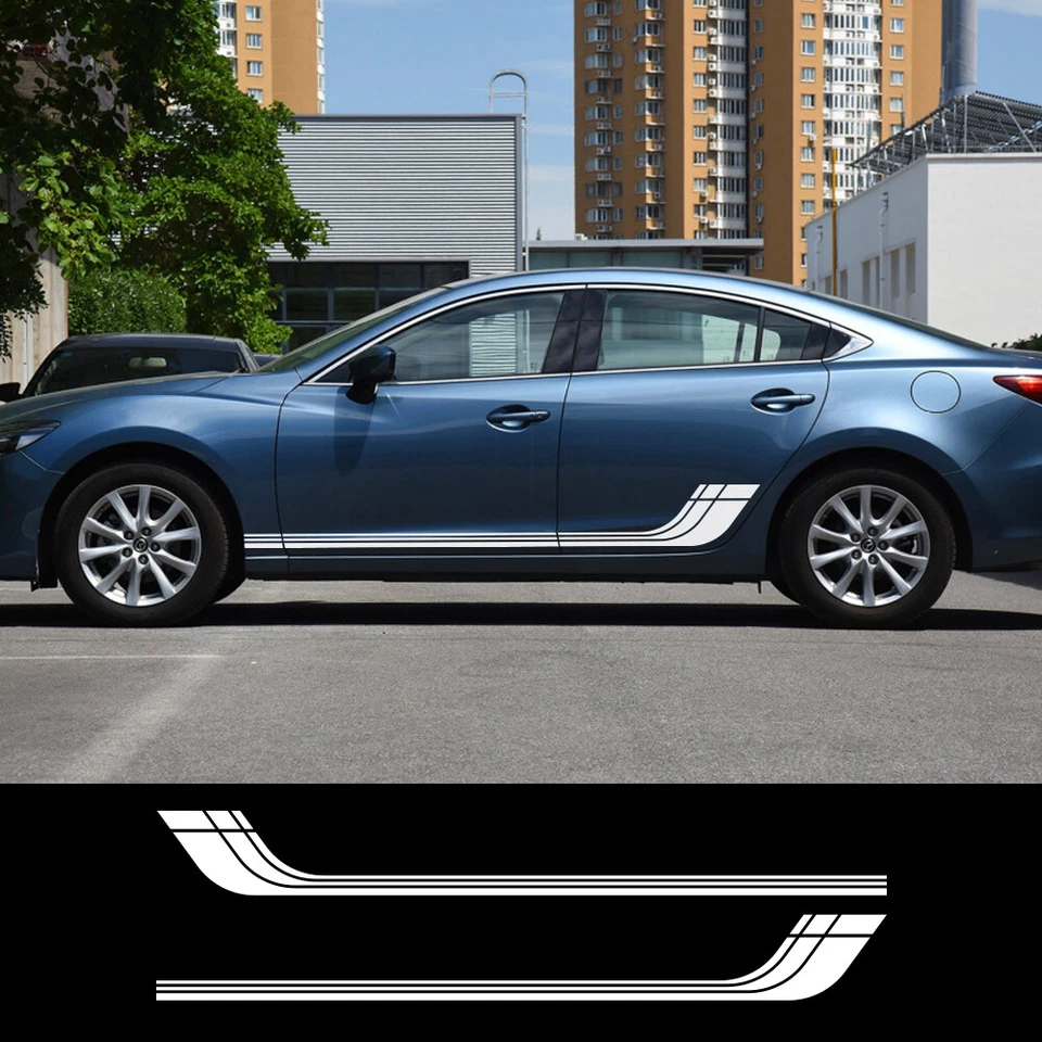 Sports Racing Stripe Car Stickers for Mazda Atenza 3 Vinyl Side Door Decal 2Pcs - Imagem 3 de 4