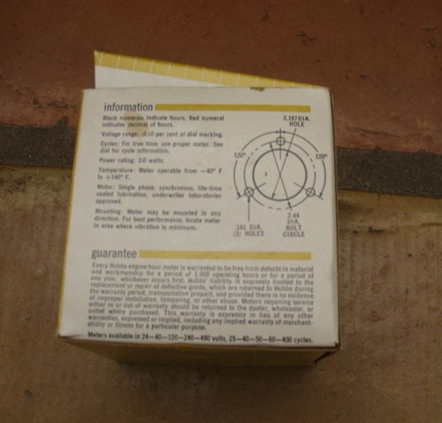 D10 - VINTAGE HOBBS 120v 60 CY HOUR METER NEW IN OPENED BOX - Afbeelding 3 van 5