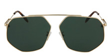 New ALEXANDER MCQUEEN AM0229SA 004 65mm Gold Aviator Sunglasses Italy Unisex