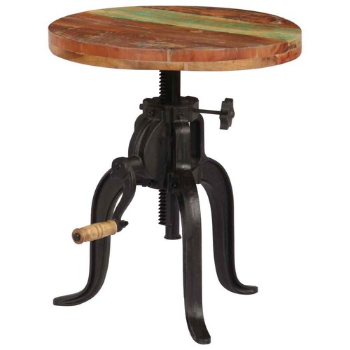 NNEVL Side Table 45x(45-62) cm Solid Reclaimed Wood and Cast Iron - Picture 9 of 11