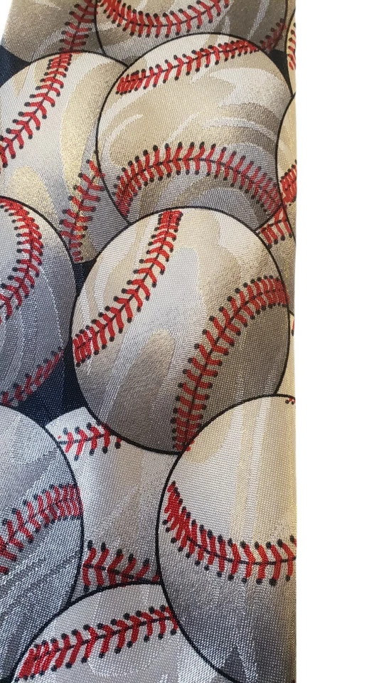 Corbata de béisbol Steven Harris para hombre hecha a mano blanca roja entrenador deportivo divertido Foto 2 de 4