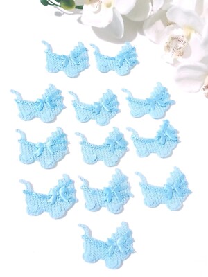 12 Baby Shower Boy Crochet Party Favors Mini Carriage Blue knit Nino  Recuerdos