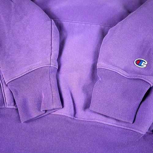 VTG Champion Reverse Weave Sweatshirt Medium Purple Button Up Mock Neck Sweater - Picture 3 of 14
