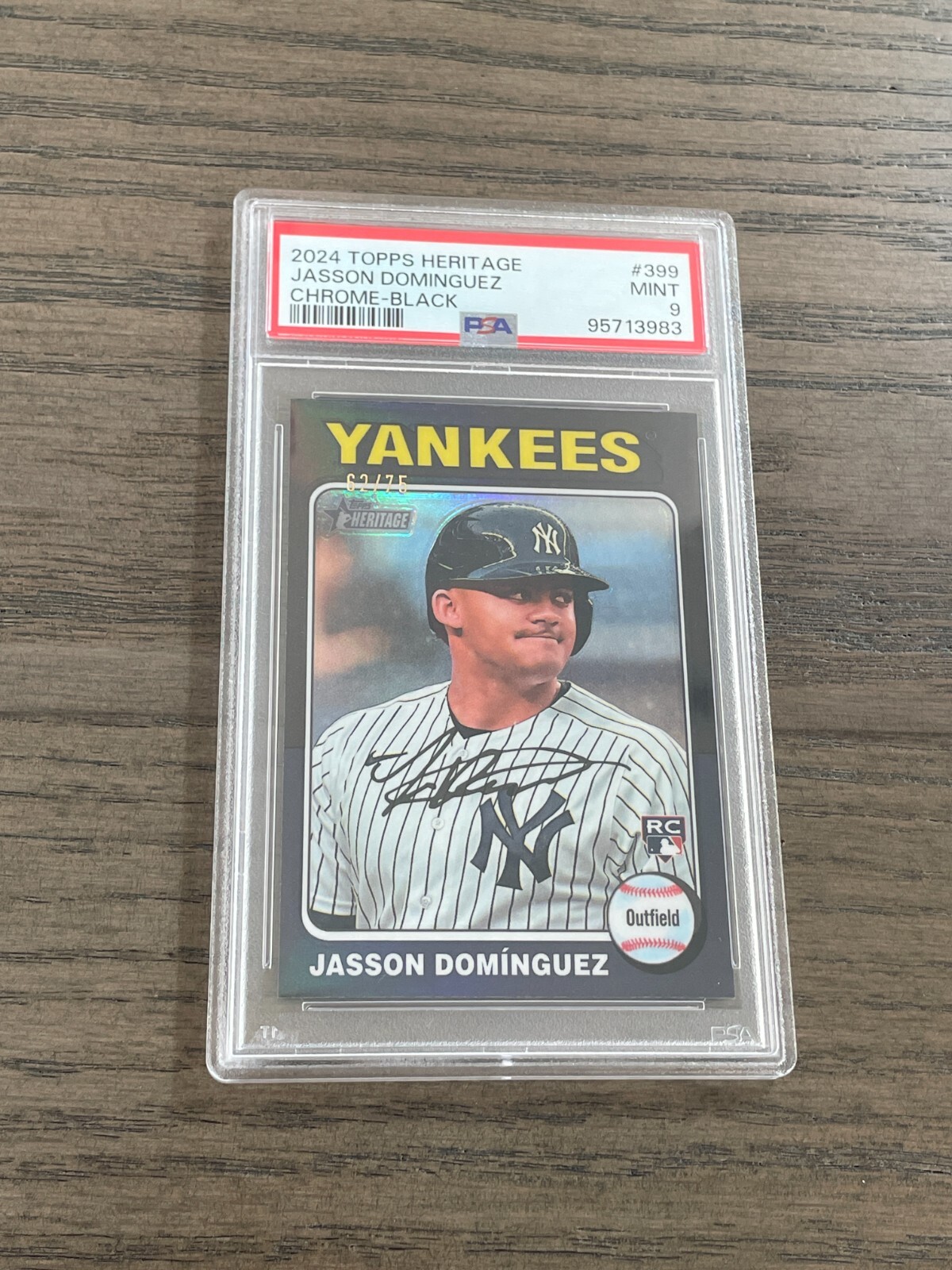 2024 Topps Heritage Chrome Black Jasson Dominguez RC #399 /75 PSA 9 Yankees