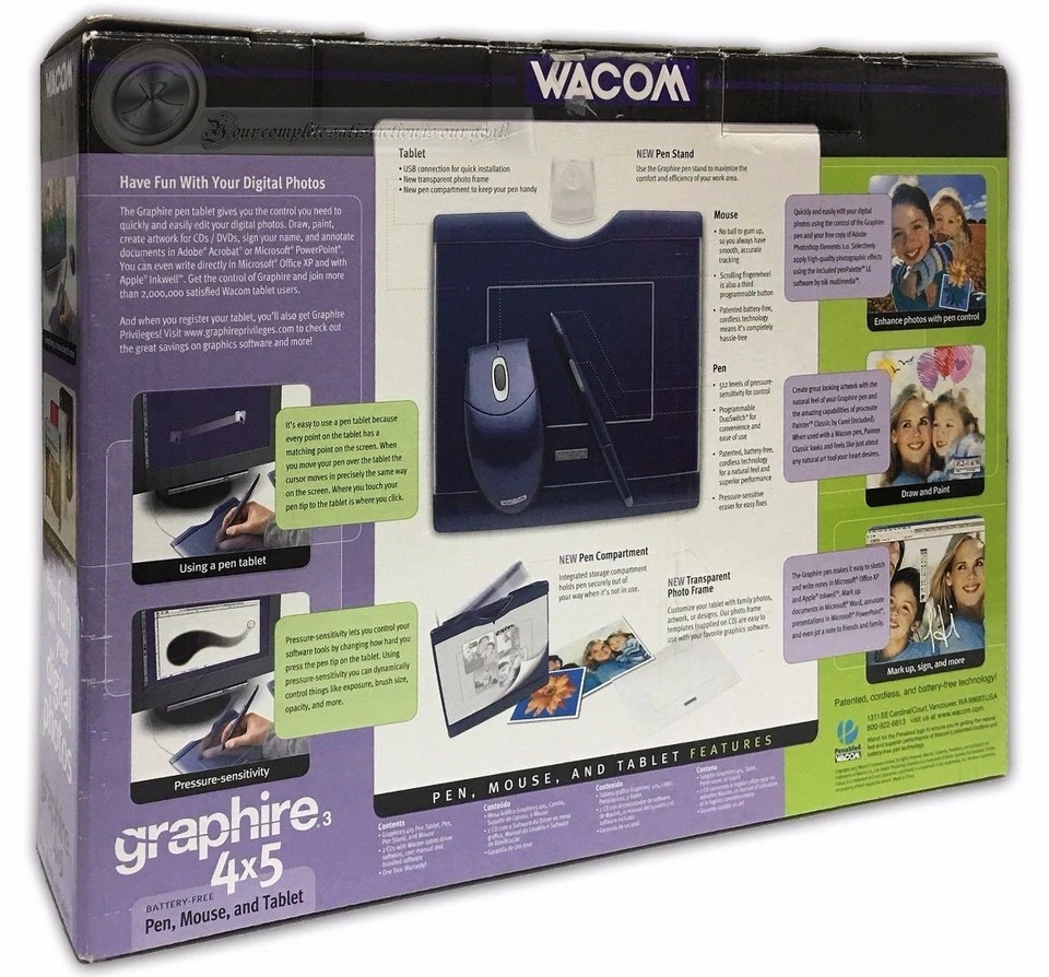 Wacom Graphire 3 4x5 USB Tablet w/Pen, Mouse & Software CD's CTE430SA - Image 2 of 4
