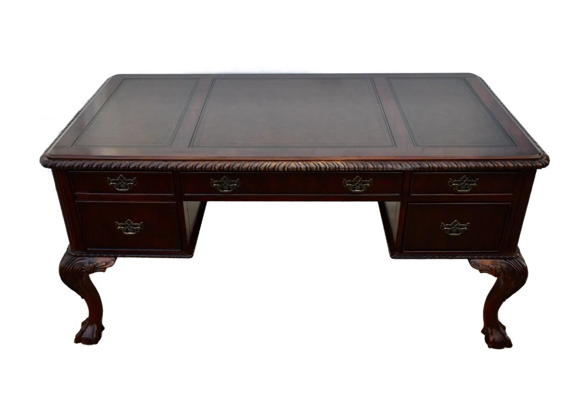 Vintage leather on sale top writing desk