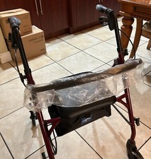 Medline Crimson Steel Folding Rollator Walker For Seniors - MDS86850ESKD