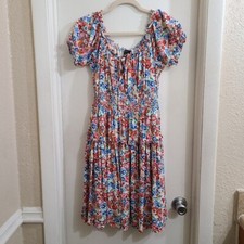 J. Crew Womens Floral Multi-Colored Smocked Midi Dress Size 0