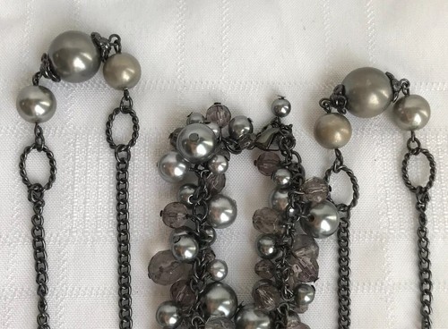 Park Lane Fashionista Gray Faux Pearl Gray Beads Hematite Tone Bracelet Earrings - Picture 11 of 12