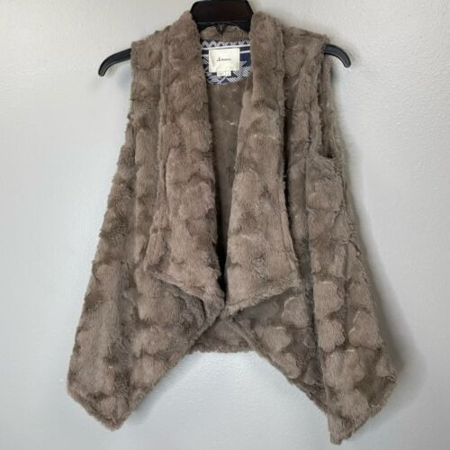 Elevenses Kunstfell Weste Damen klein braun asymmetrisch vorne offen ärmellos