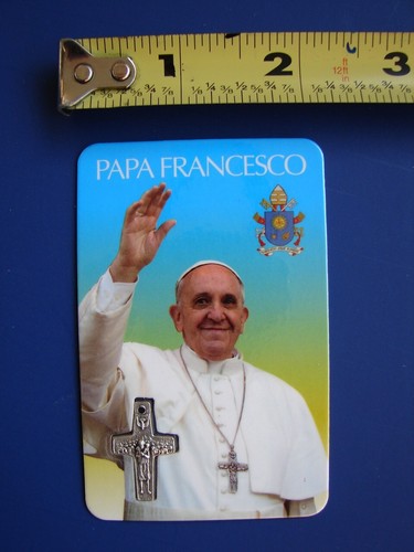 POPE FRANCIS PAPA FRANCISCO Laminated catholic Holy prayer card & Pope metal - Picture 4 of 7