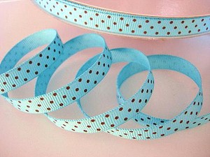 5 yards 3//8/" Blue Swiss Polka Dot Grosgrain Ribbon