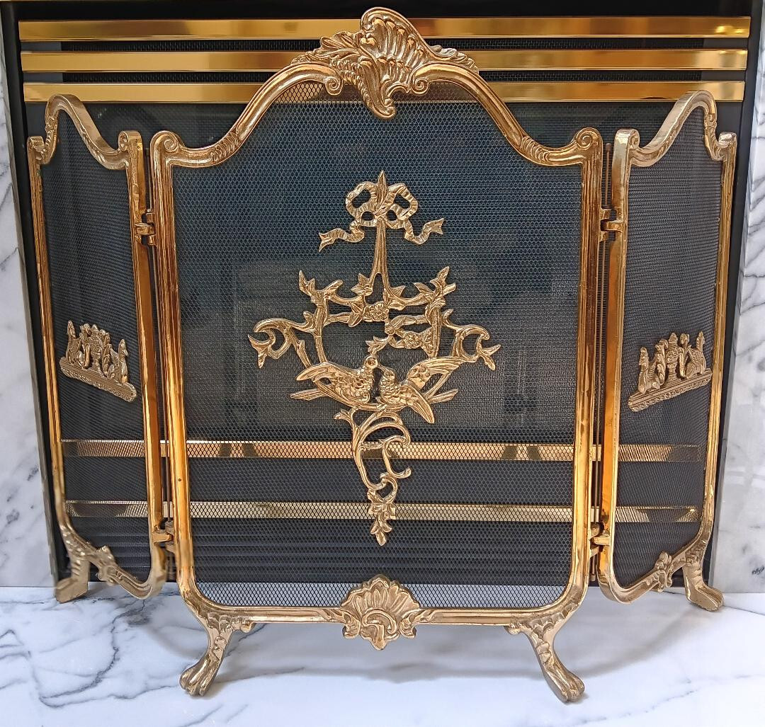 Edwardian Brass Fire Screen Edwardian Brass Fire Screen