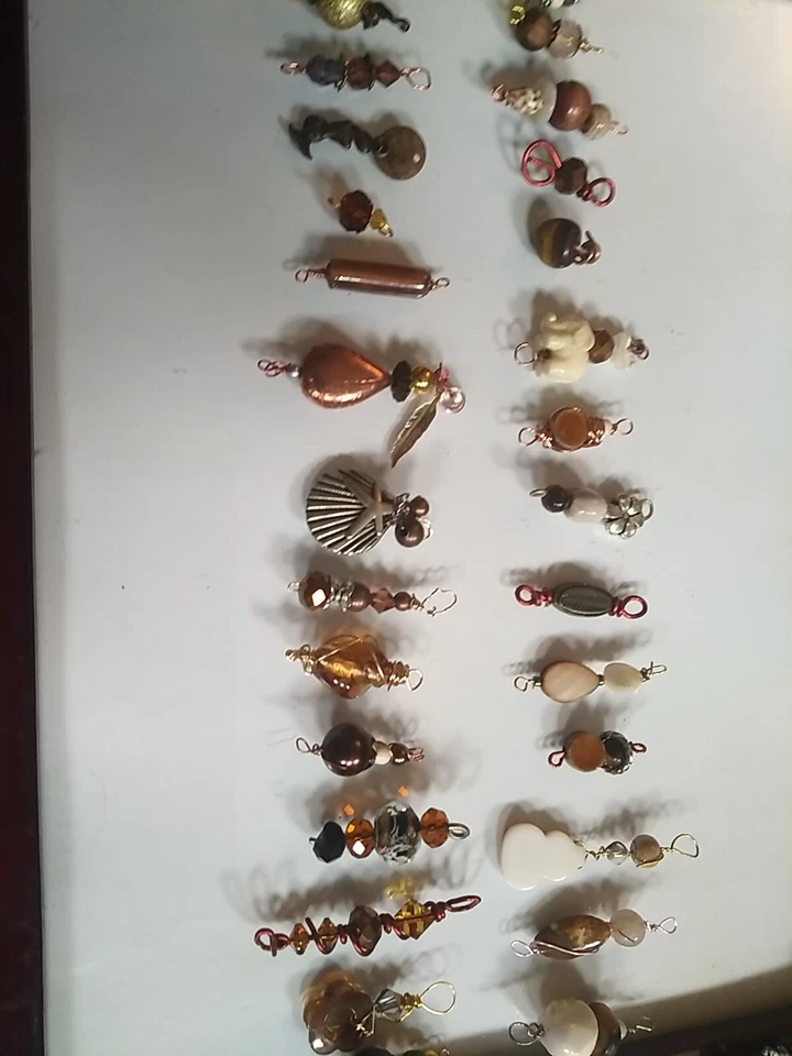 Huge Lot Of 29 Handmade Lampwork Glass Jewelry Making Bead Drop Dangles Browns - Image 2 of 4