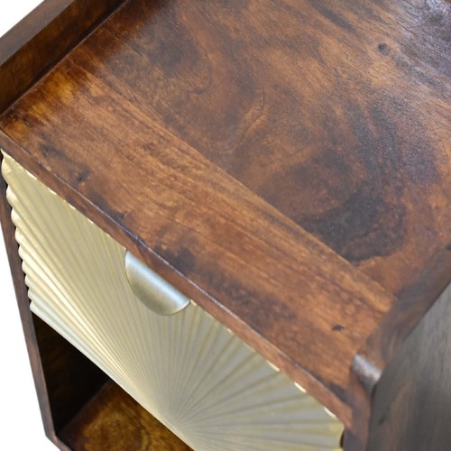 Art Deco Gold Sunburst Chestnut Mini Bedside Table - Picture 8 of 10