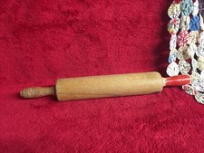 Vintage Red Handle Wooden Rolling Pin Country Decor & Functional