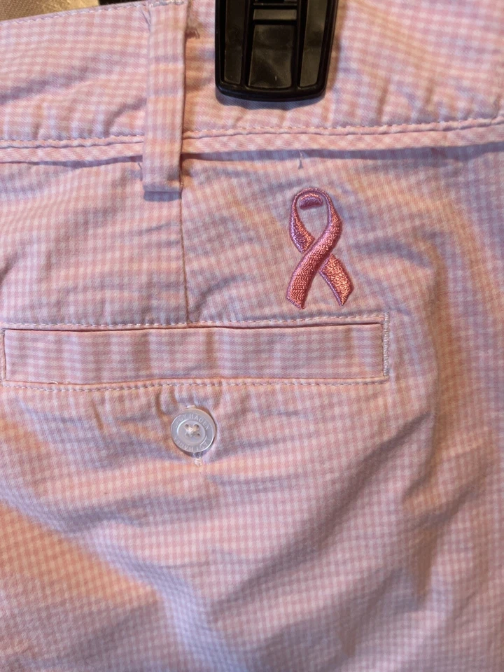 Pantalones Cortos de Golf Lady Hagen 8 Bermudas Rosa A Cuadros Concienciación sobre el Cáncer de Mama Foto 4 de 4