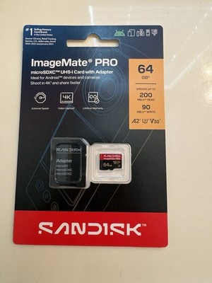 New Sandisk ImageMate 64GB Micro SDXC UHS-I Card with Adapter SDSQUVB-064G-AW6KA