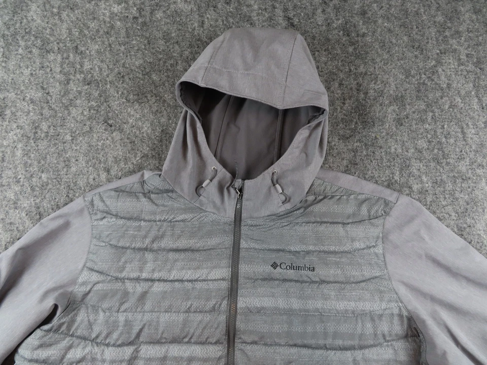 Columbia 夹克男式 2XLT 高灰色 Powerlite Omni 热混合帽 Puffer 外套 — 第 2/4 张图片