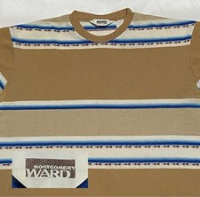 70 s MONTGOMERY WARD Woven Stripe T Shirt Size XL Vintage Used 60 s Vintage Spec