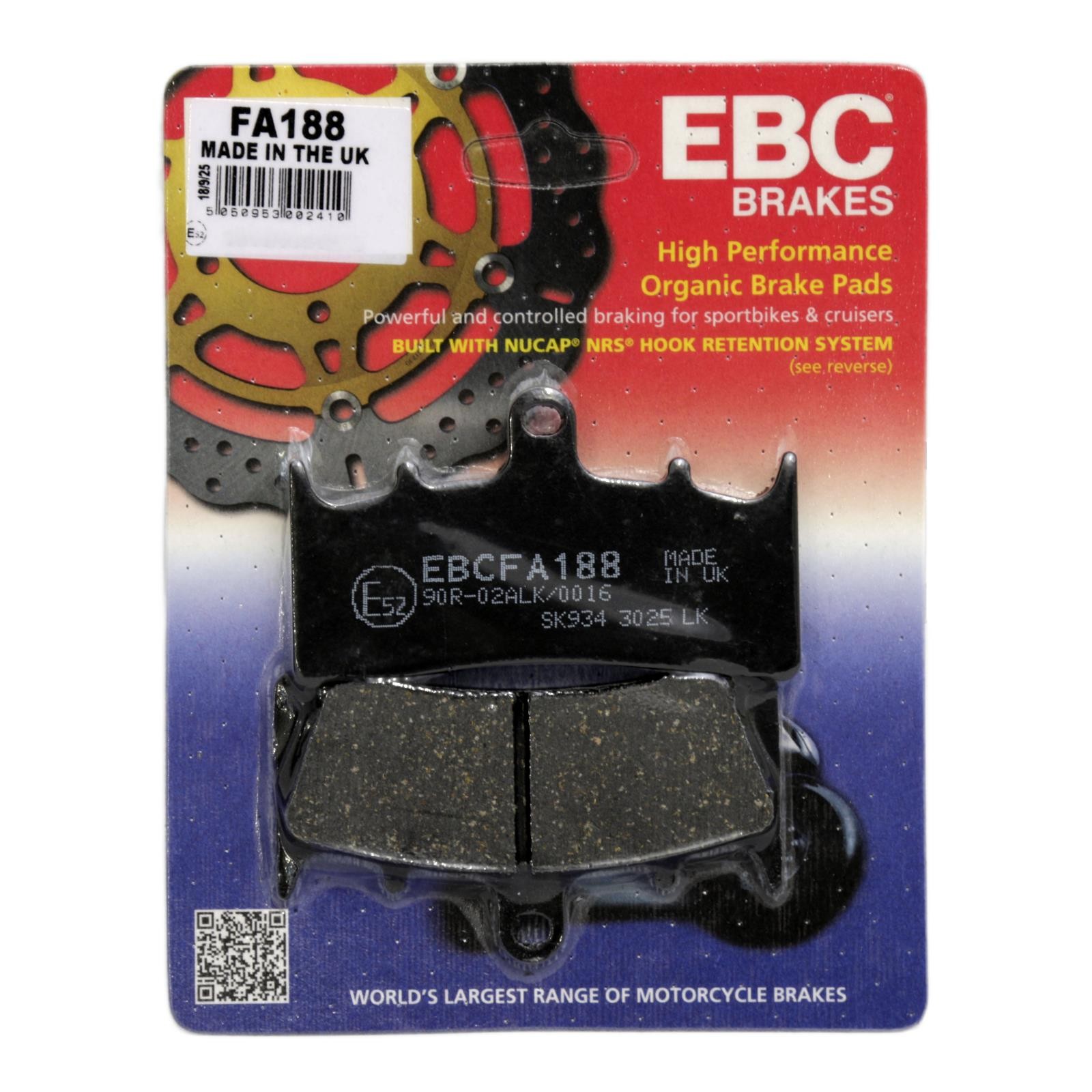 EBC FA188 Organic Brake Pads for Kawasaki ZX-7R Ninja 96-03
