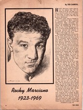 THE RING Rocky Marciano Article Print Vintage Boxing Legend B&W Portrait