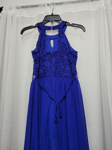 Speechless Girls’ Size 16 High Neck Romper Maxi Walk-Through Dress in Navy - Picture 11 of 14