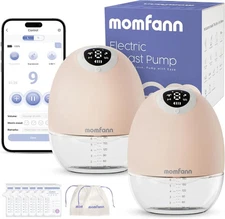 MOMFANN Electric Wearable Double Breast Pump Hands-Free APP Control Beige