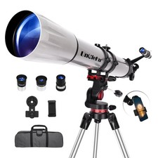 Telescope for Adults High Powered, 90mm Aperture 900mm Observation Silver Gray