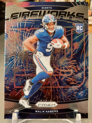Malik Nabers 2024 Panini Prizm RC #21 Fireworks New York Giants