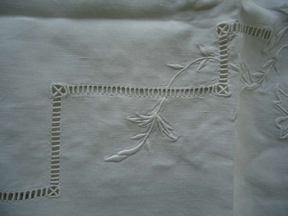 BRODERIE JOURS MONOGRAMME GC LINGE ANCIEN TISSU LIN - Photo 2/3