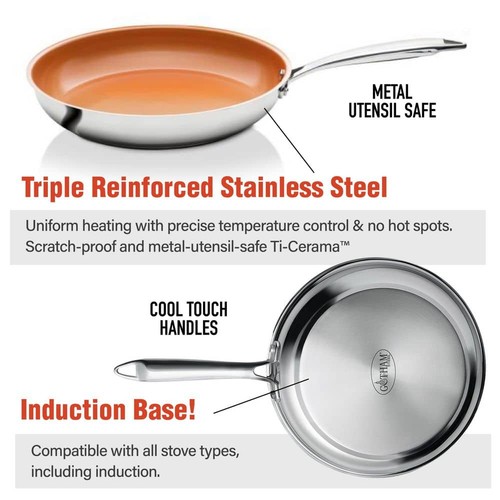 10-Piece Stainless Steel Ti-Cerama Non-Stick Premium Cookware Set with Lids - Picture 5 of 7