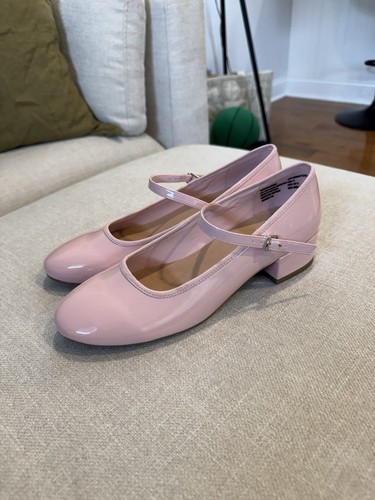 Steve Madden NYC Women's Patent Mary Janes Low Block Heel, Pink, Sz 9