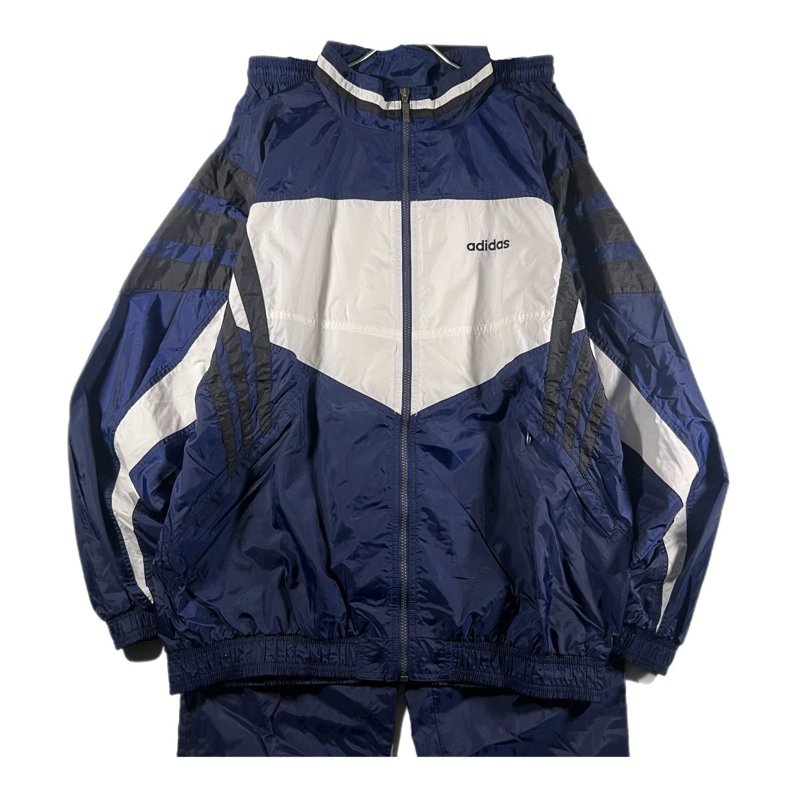Vintage 90s Adidas Men's Lined Full-Zip Nylon Track Jumpsuit Jacket Pants (XL)